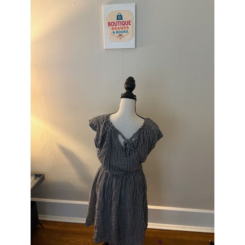 LC Lauren Conrad Black & White Gingham Puff Sleeve Dress – Women’s Medium